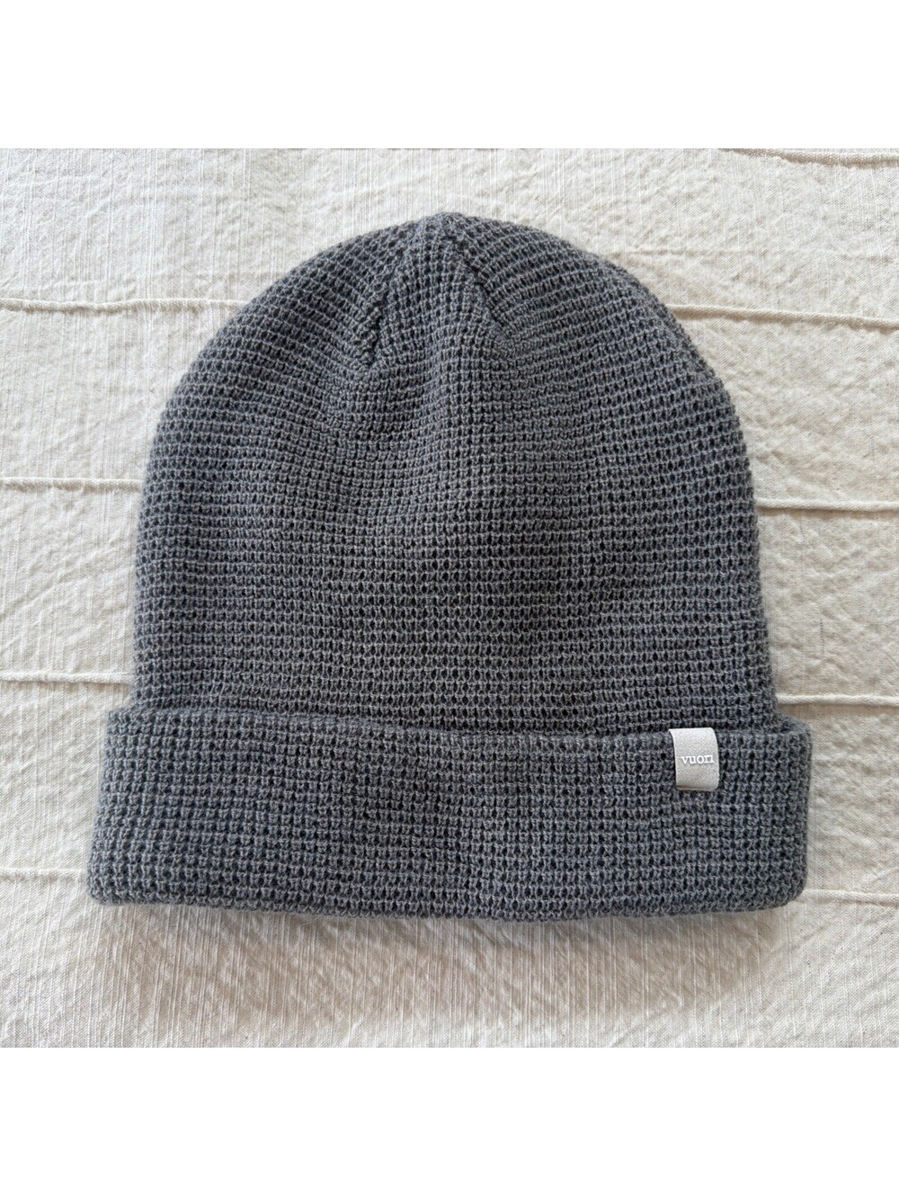 Vuori Gray Alpine Waffle Knit Beanie Cuffed Winter Cap V864 Adult One Size